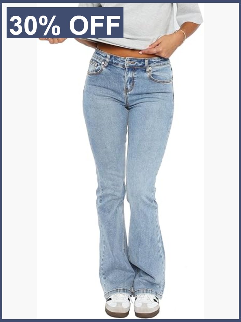 Stretch Low Rise Double Button Elastic Skinny Vintage Flare Jeans